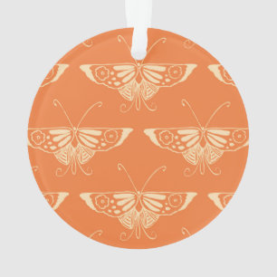 Ornamento Borboleta Deco estilizada - laranja coral