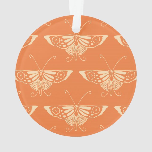 Ornamento Borboleta Deco estilizada - laranja coral (Verso)