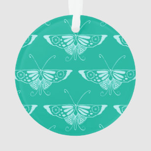 Ornamento Borboleta Deco estilizada - turquesa e aqua