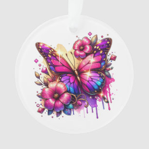 Ornamento Borboleta e Flores de Natal Personalizadas