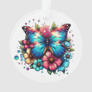 Ornamento Borboleta e Flores Personalizadas no Natal