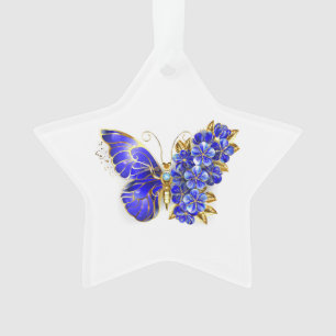 Ornamento Borboleta Flor Sapphire