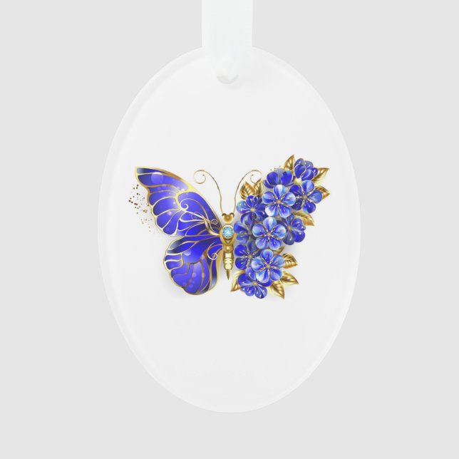 Ornamento Borboleta Safira Flor (Frente)