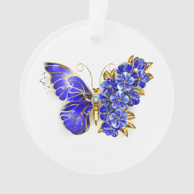 Ornamento Borboleta Safira Flor (Frente)