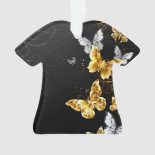 Ornamento Borboletas Douradas e brancas