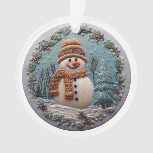 Ornamento Bordado Snowman (Frente)