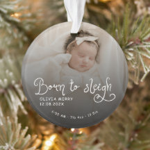 Born to Sleigh Baby Photo Birth Stats Christmas