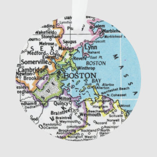 Ornamento Boston, Massachusetts Vintage Map Ornament
