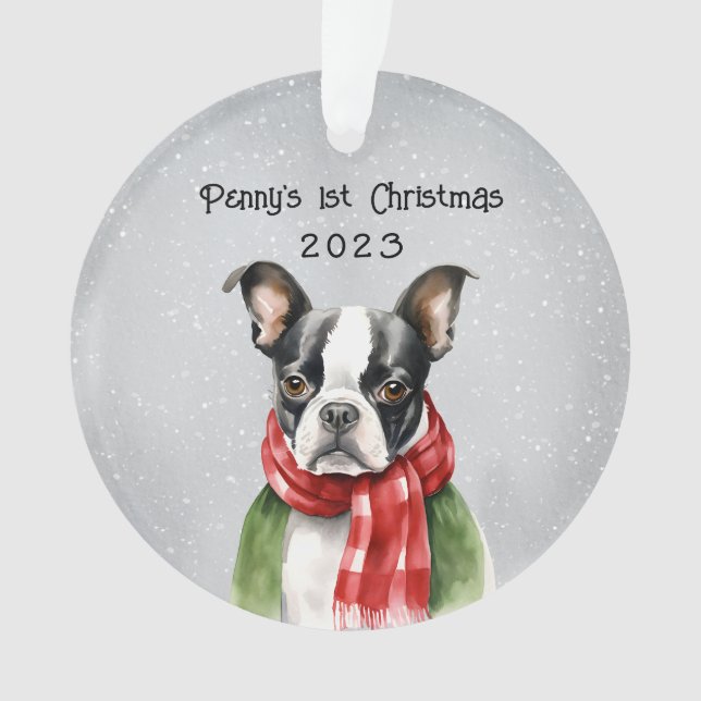 Ornamento Boston Terrier personalizado (Frente)