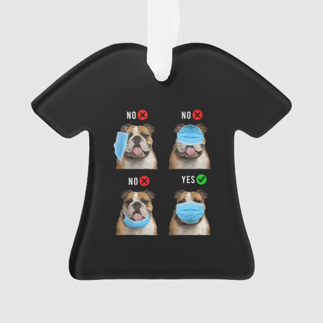 Ornamento Botão da Máscara Vista Direita do Buldogue Inglês  (Frente)