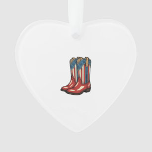 Ornamento Botas de Cowgirl Patrióticas Vintage Camisa Wester