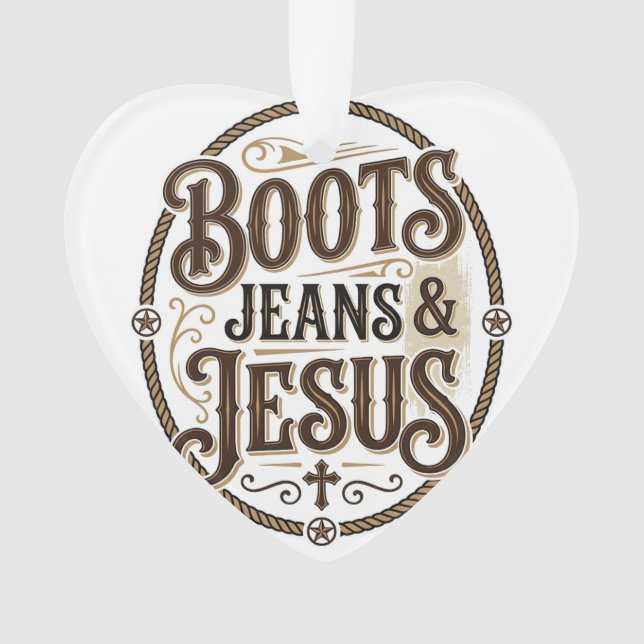 Ornamento Botas Jeans & Jesus Fé Western Vintage (Frente)