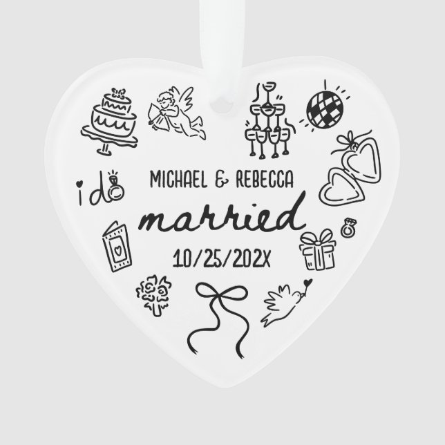 Ornamento Branca Desenhada Recém-Natal Primeiro (Frente)