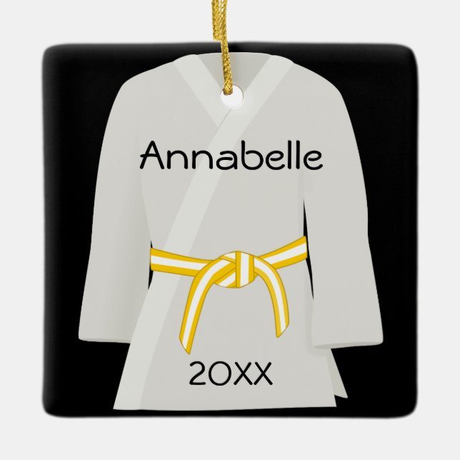 Ornamento branco amarelo da correia das artes (Frente)