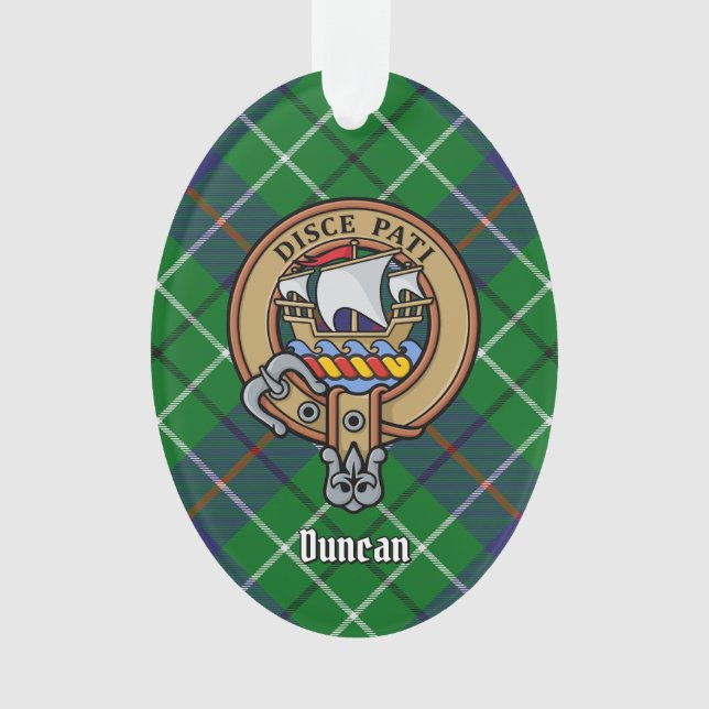 Ornamento Brasão do Clã Duncan sobre Tartan (Frente)