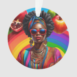 Ornamento Brilha com Deus, mulher negra africana americana