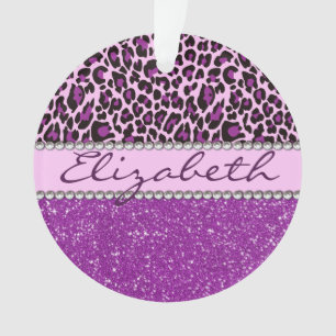 Ornamento Brilho roxo personalizado do impressão do leopard