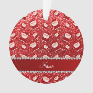 Ornamento Brilho vermelho conhecido personalizado Santa