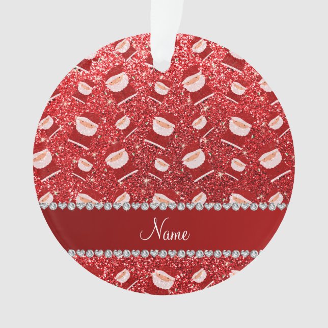 Ornamento Brilho vermelho conhecido personalizado Santa (Frente)