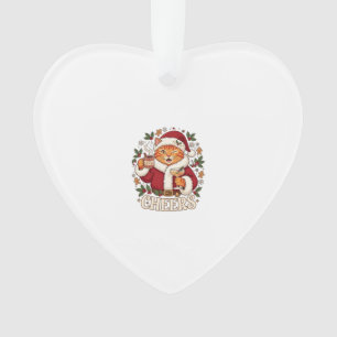 Ornamento Brindes Natal Laranja Gato Chapéu de Papai Noel Be