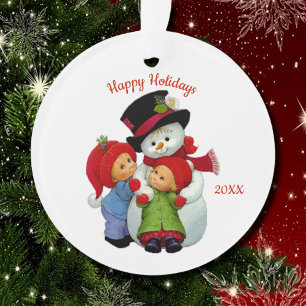 Ornamento Brinquedos de Natal bonitos com a Sra. Snowman Acr