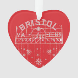 Ornamento Bristol Slogan Sinal Coração de Natal Vermelho