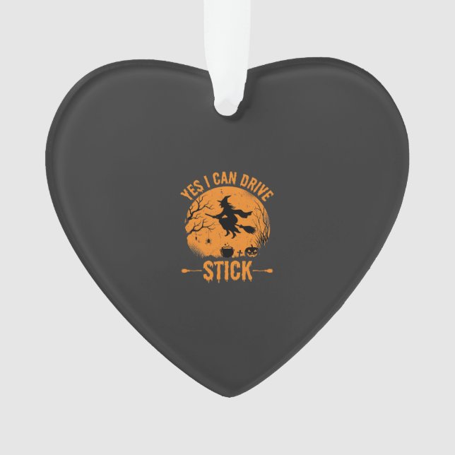 Ornamento Bruxa de Halloween Drive Stick Gráfico_1 (Frente)