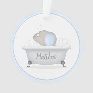 Ornamento Bubble Bebê Elefante Bath Primeiro Natal