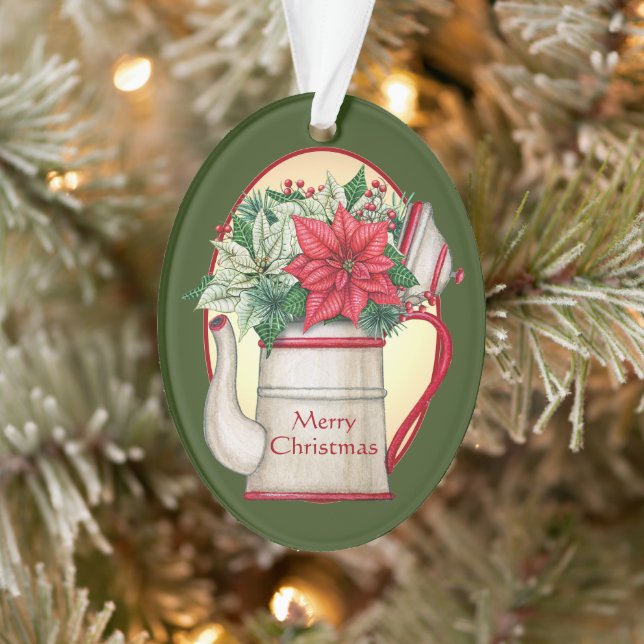 Ornamento Bule de chá antigo com Natal de poinsettias  (Árvore)