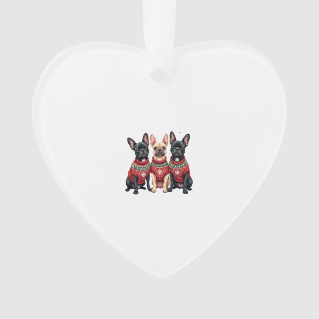 Ornamento Bulldogs Franceses de Natal Frenchie de Natal Cach (Frente)