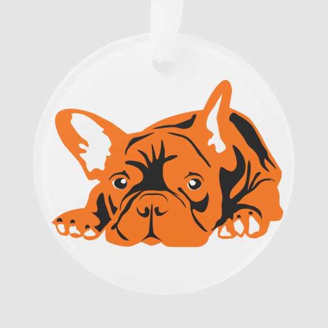Ornamento Bulldogue francês laranja (Frente)