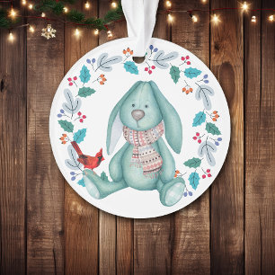 Ornamento Bunny com Red Bird Wreath Natal