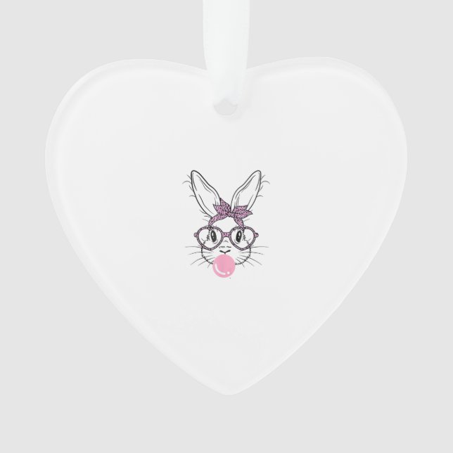 Ornamento Bunny Face Óculos de Leopardo Chiclete Dia de Pásc (Frente)