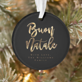 Ornamento Buon Natale Elegant Black e Dourado Script Italian
