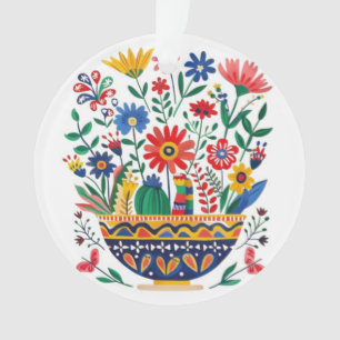 Ornamento Buquê Mexicana e Gato,