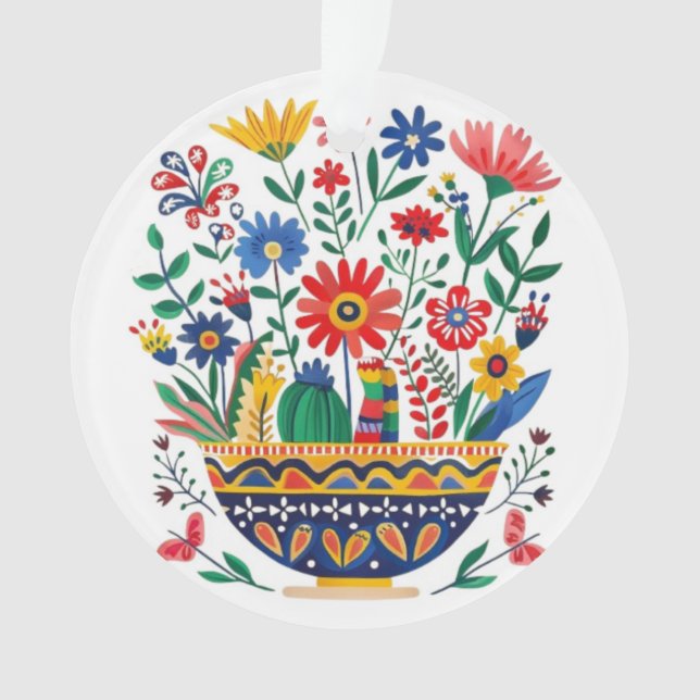 Ornamento Buquê Mexicana e Gato, (Frente)