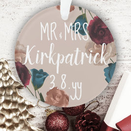 Ornamento Burgundy, Teal, Beige Rosa Presente de Natal