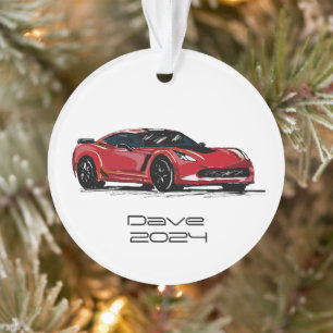 Ornamento C7 Corvette Sports Car Red Sketch Desenho