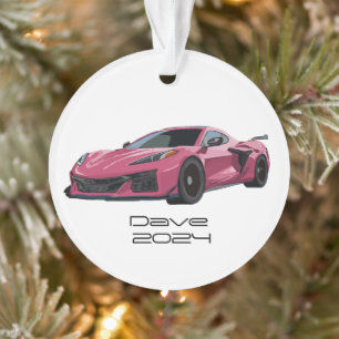 Ornamento C8 Corvette Sports Car Pink Drawn