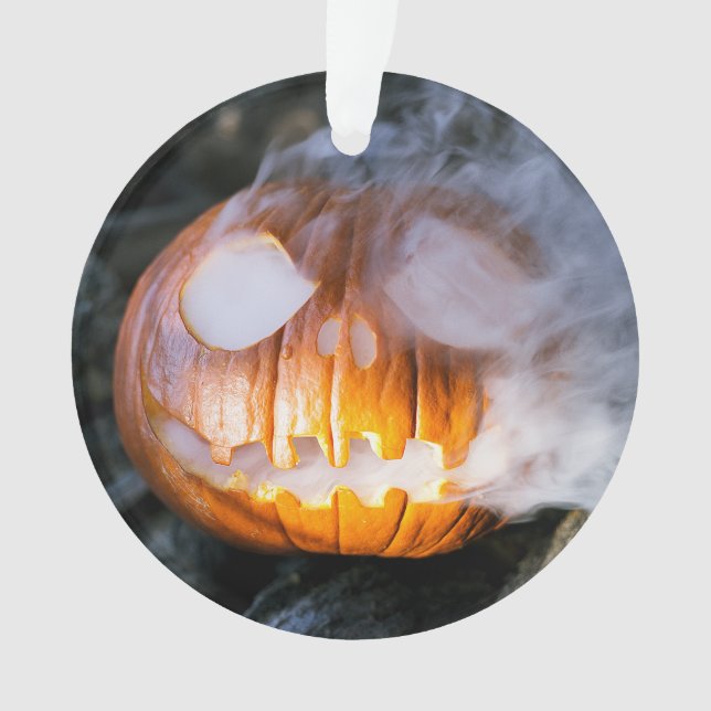 Ornamento Cabeça de Abóbora do Cavaleiro Sem Cabeça em Chama (Frente)