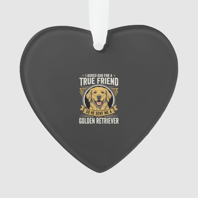 Ornamento Cachorro Amigo Verdadeiro Retriever Dourado (Frente)