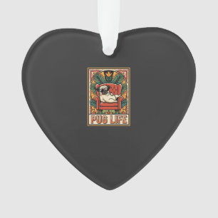 Ornamento Cachorro Arte Popular Retro Pug Life