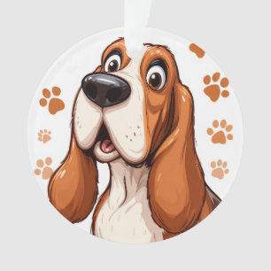 Ornamento Cachorro Basset Alegre com Impressões de Pata Lara