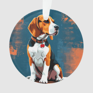Ornamento Cachorro Beagle em Fundo Abstrato