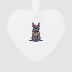 Ornamento Cachorro Cute Pitbull Frenchie com Arte de Lenço