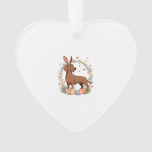 Ornamento Cachorro Dachshund Coelho de Páscoa Vintage com Ov