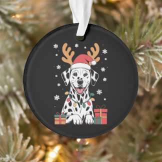 Ornamento Cachorro Dalmatiano Natal Antleres de Rena Chapéu 