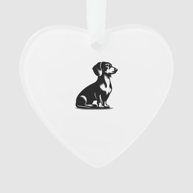 Ornamento Cachorro de Caça Clássico Desenho Antigo de Dachsh (Frente)