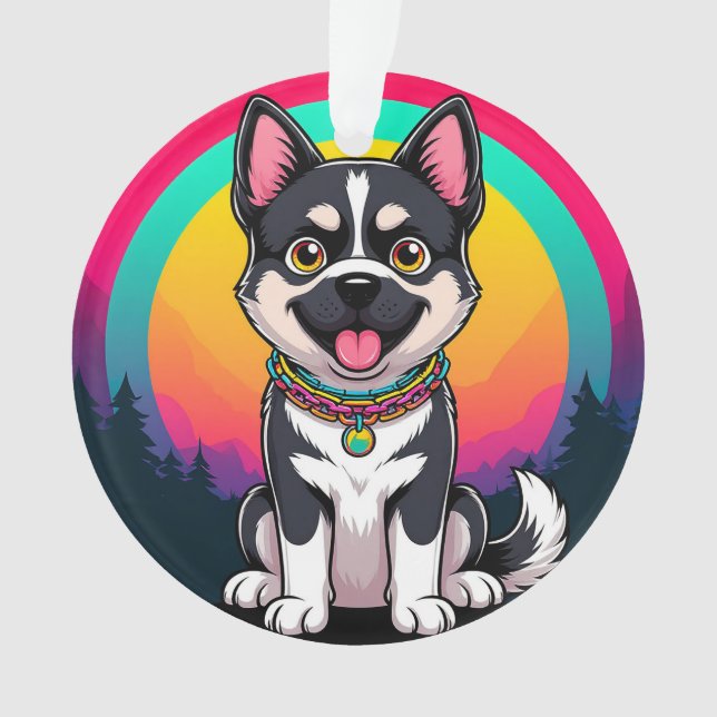 Ornamento Cachorro de Cartoon Reproduzido (Frente)