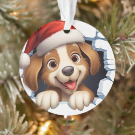 Ornamento Cachorro de Natal bonito na parede ilustrado